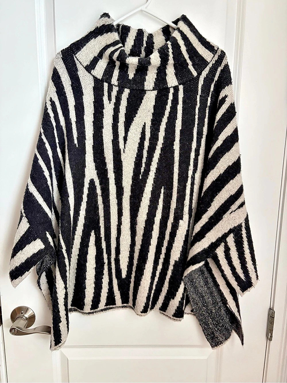 COCO + CARMEN Zebra Print Cowl Neck Black & White